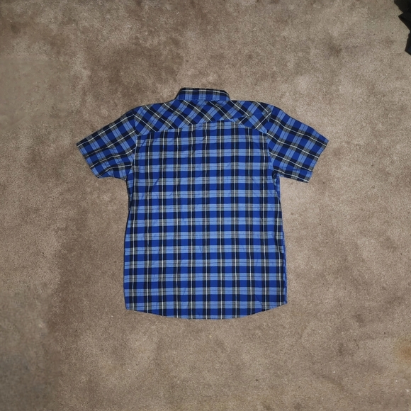 Kids Amplify Blue Plaid Button Down Shirt Sz Lg - Picture 3 of 7